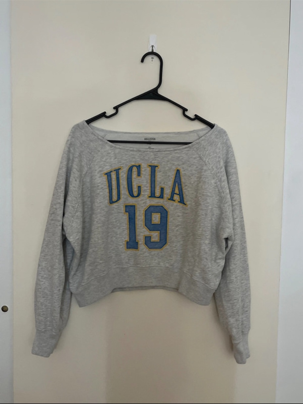 Hollister UCLA Grey Cropped Sweatshirt with Blue & Gold Logo